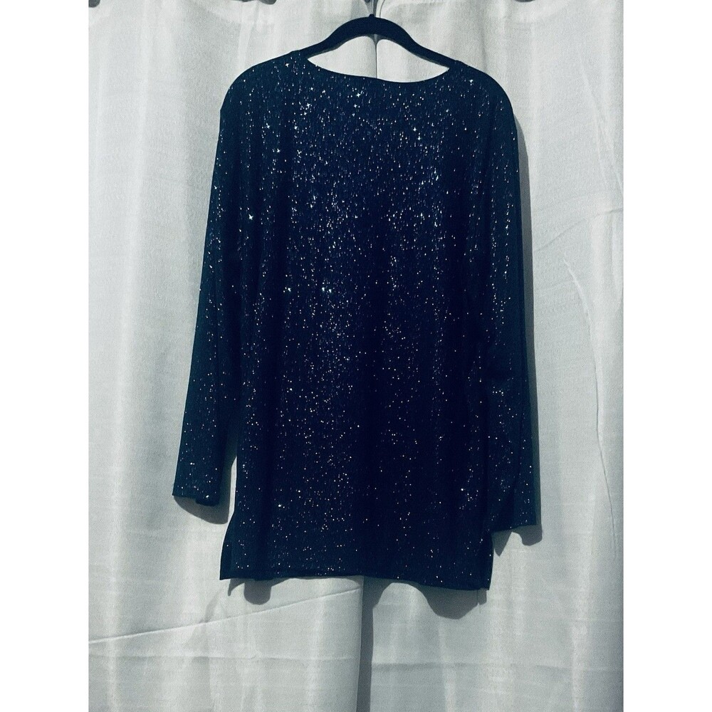 Notations Women’s Sparkle Velour Long Sleeve Top Size 1XLarge COLOR BLUE - Picture 2 of 7
